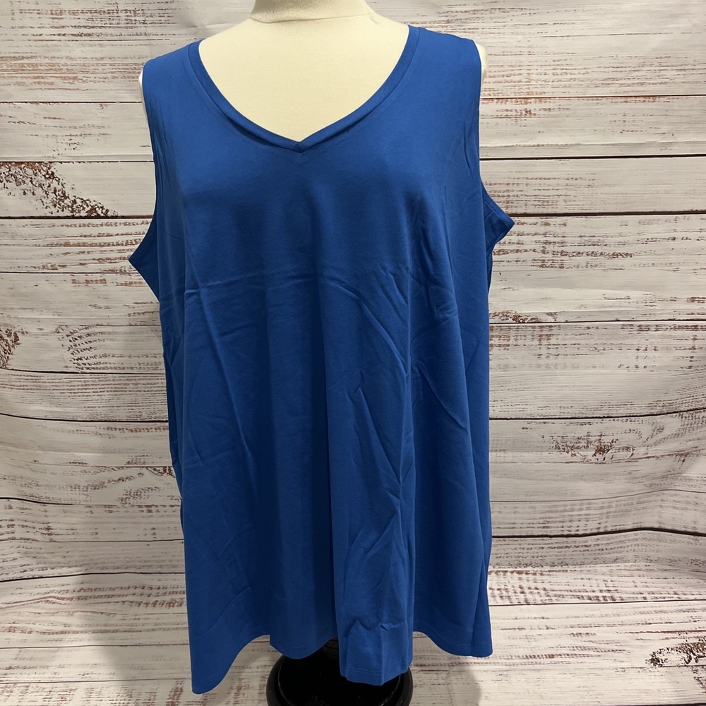 Roaman's Blue V-Neck Tank Top Women's Size L 18/20 NEW